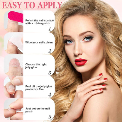 Rosa French Press on Nails Mandel Glitzer Schneeflocken