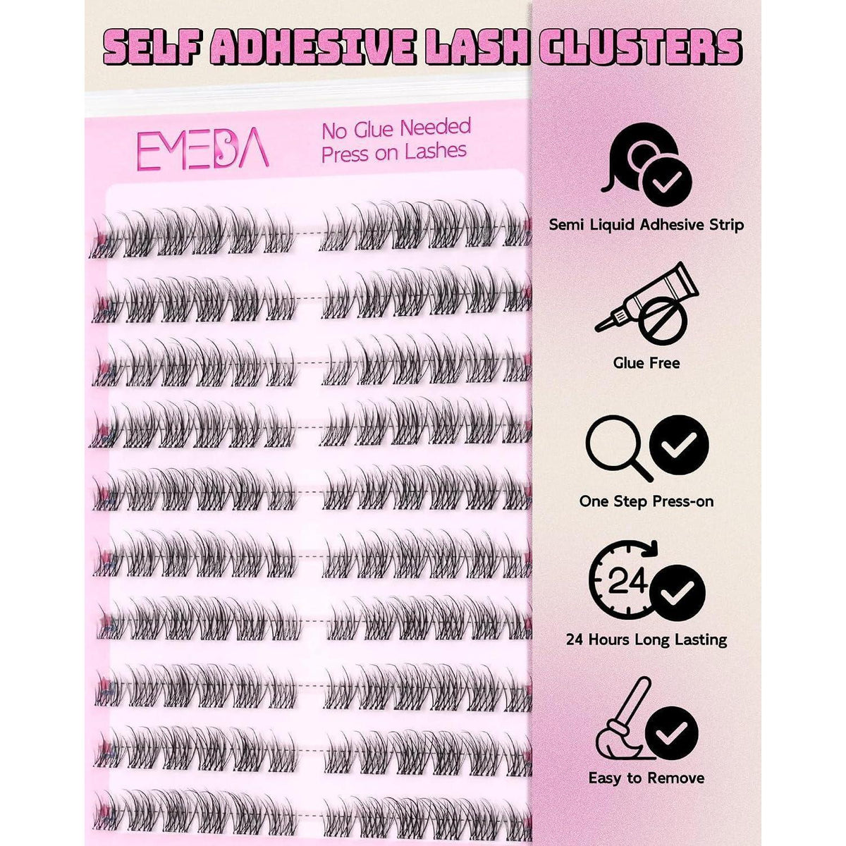 Selbstklebende Cluster Wimpern – Natürlicher Look, Kein Kleber