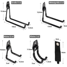12er Pack Garagenhaken für Werkzeug, Fahrrad & Leiter (Schwarz)