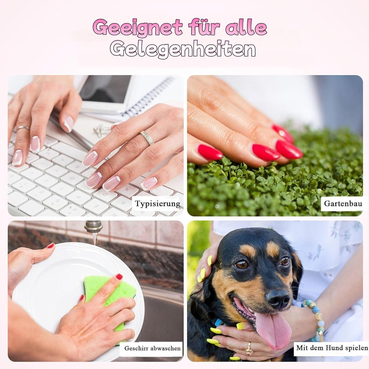 24 Rot Katzenaugen Press On Nails - Full Cover Künstliche Nägel