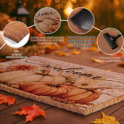 Herbst Fußmatte mit Kürbis Motiv – Rutschfest & Dekorativ