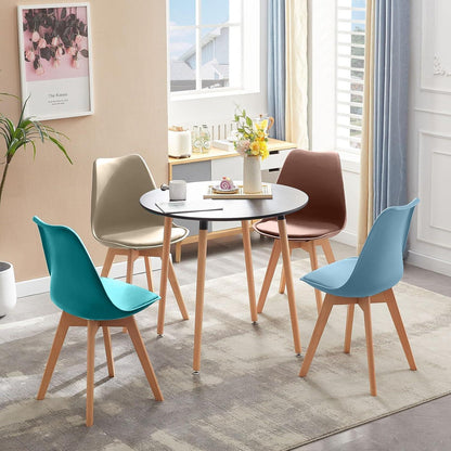 Skandinavische Esszimmerstühle 4er Set mit Sitzkissen & Holzbeinen