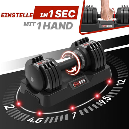 Verstellbare Hantel 2-12kg mit rutschfestem Griff für Ganzkörpertraining