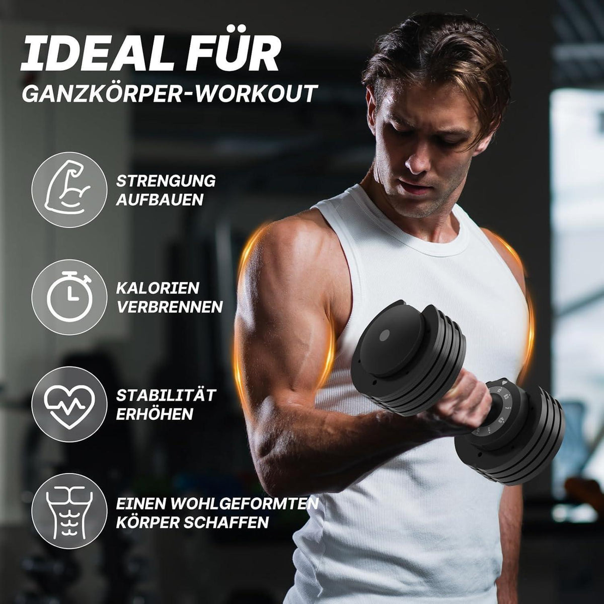 Verstellbare Hantel 2-12kg mit rutschfestem Griff für Ganzkörpertraining