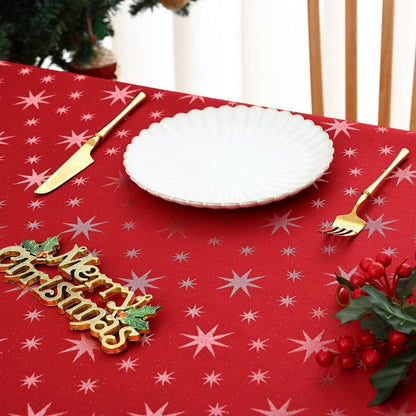 Tischdecke Weihnachten Rot 140x220cm Abwaschbar mit Sternenmuster