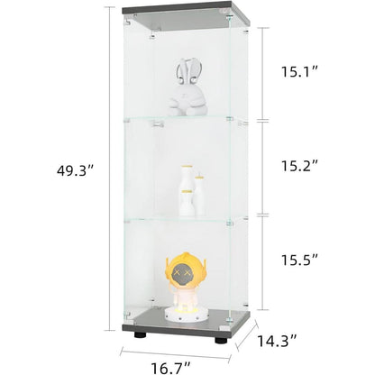 Glasvitrine mit Schloss | 3 Ebenen, Schwarz