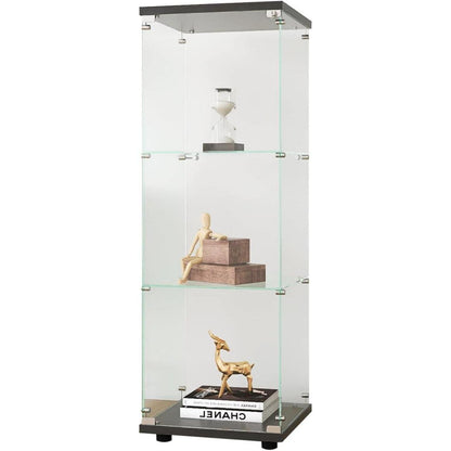 Glasvitrine mit Schloss | 3 Ebenen, Schwarz