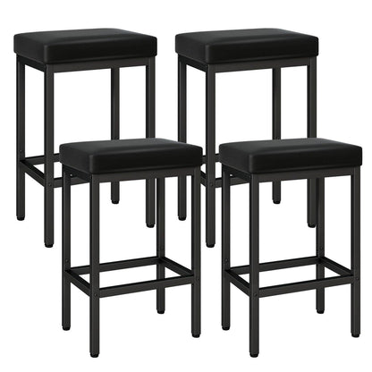 Moderner Barhocker 4er Set – Schwarz, 66 cm Höhe