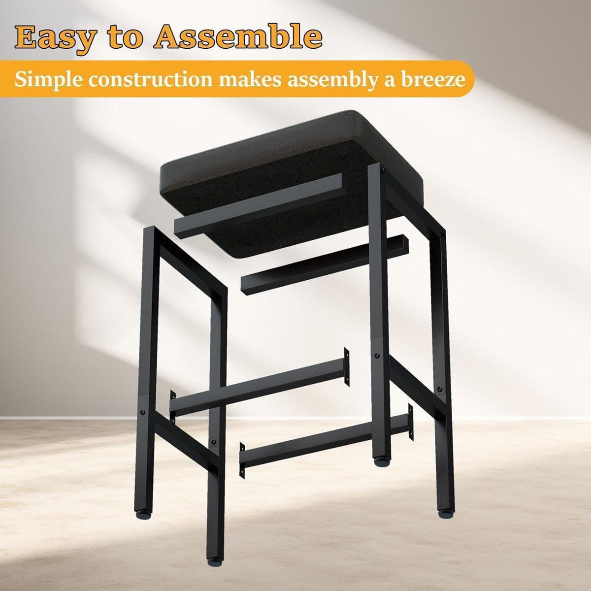 Moderner Barhocker 4er Set – Schwarz, 66 cm Höhe