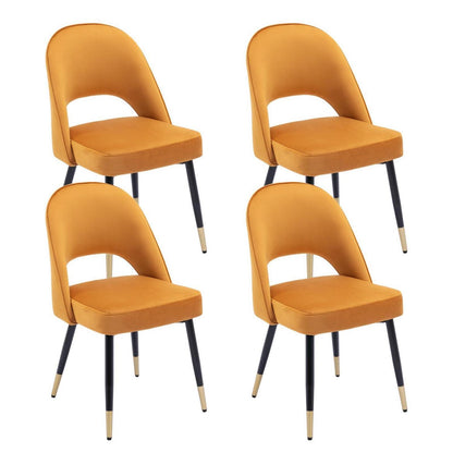 Esszimmerstühle Set 4er – Samt Polsterstuhl mit Metallbeinen, Gelb