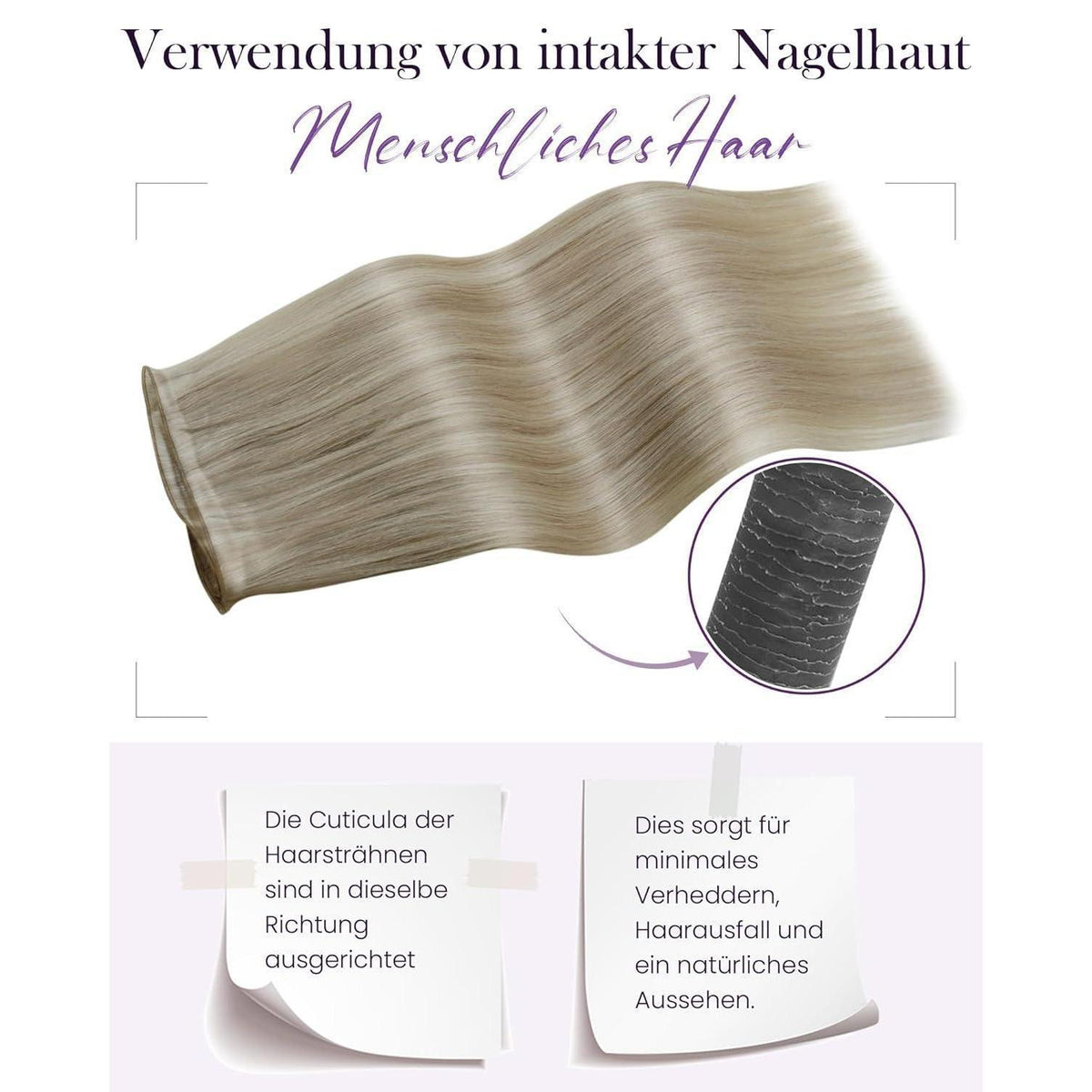 Echthaar Tressen Blond #18/613 – 55cm, 80g, Unsichtbar