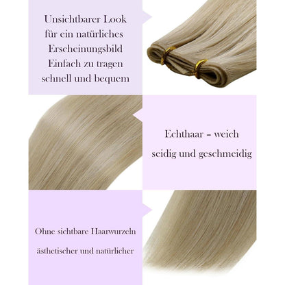 Echthaar Tressen Blonde Highlights #16/22 40cm