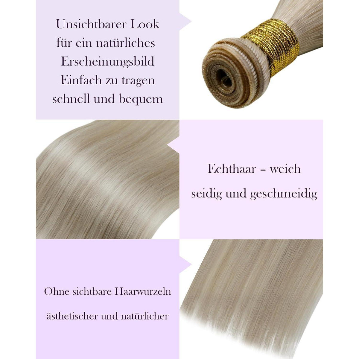 Echthaar Tressen Aschblond Highlight #18/613 – 45cm