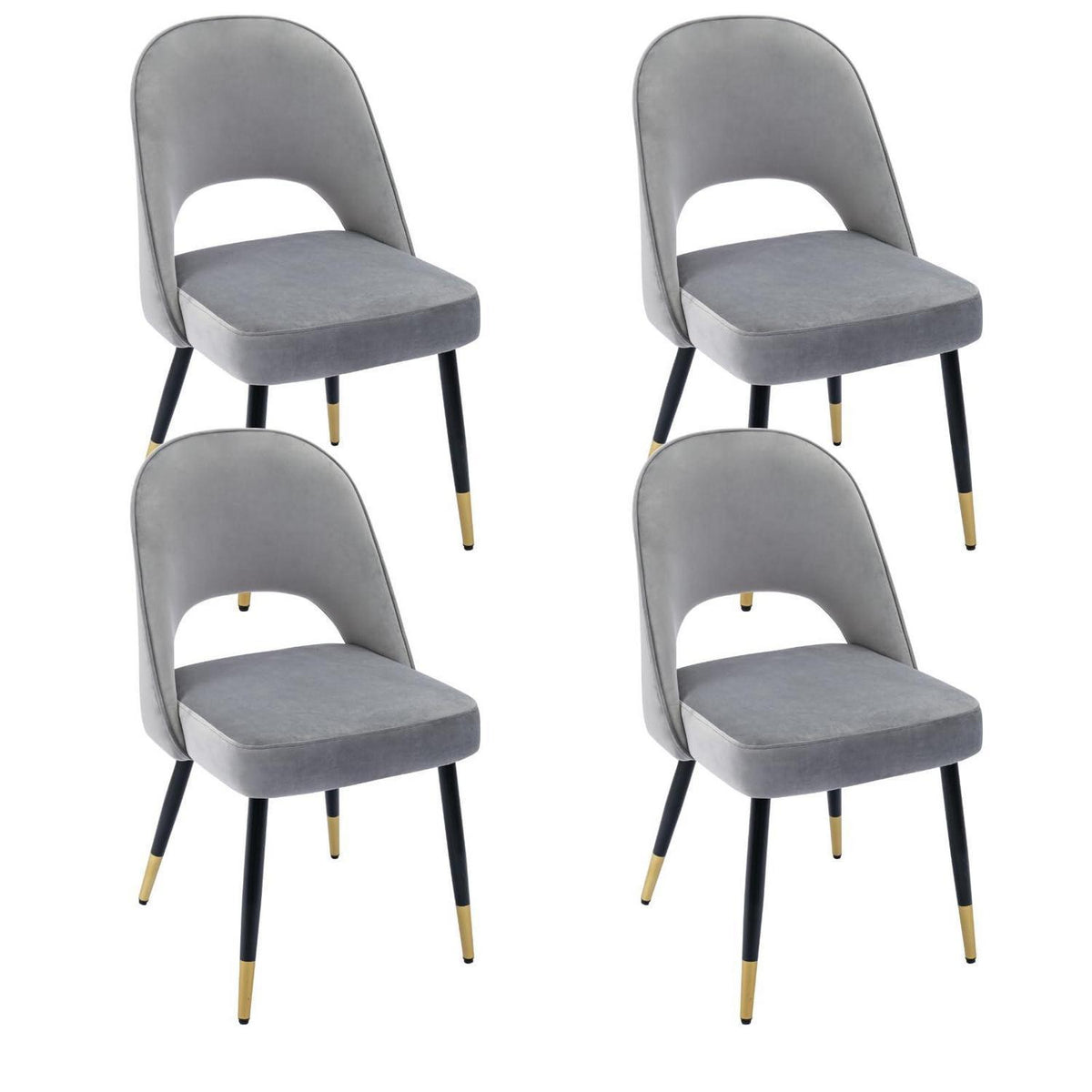 Esszimmerstühle Set 4 Grau – Polsterstühle mit Metallbeinen