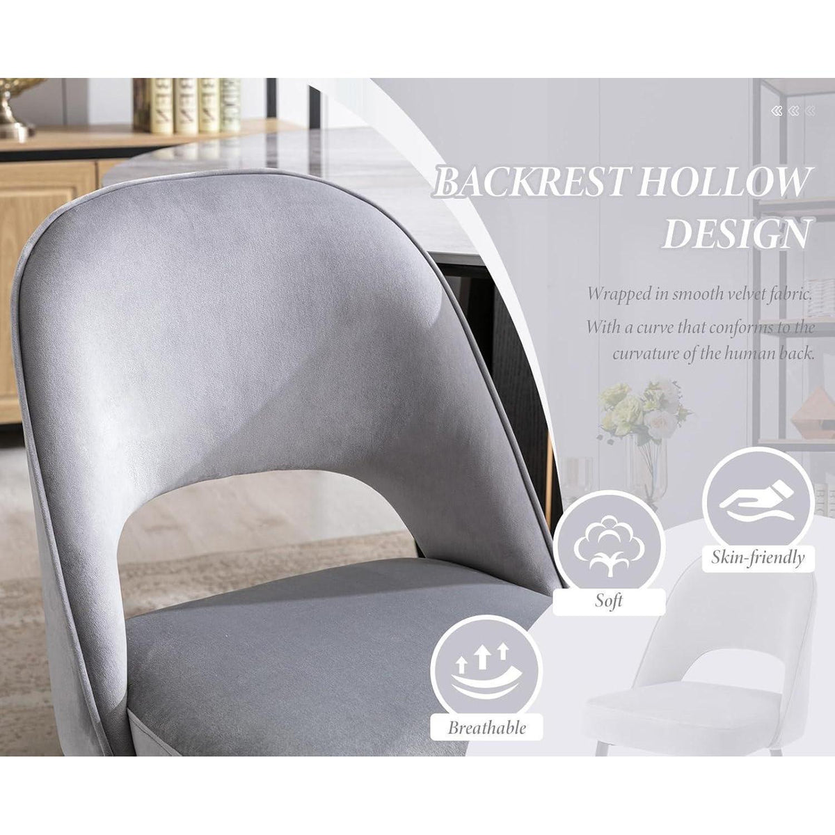 Esszimmerstühle Set 4 Grau – Polsterstühle mit Metallbeinen