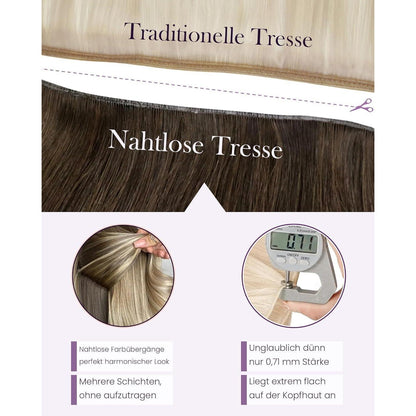 Echthaar Tressen Ombre Dunkelbraun mit Blond 60cm