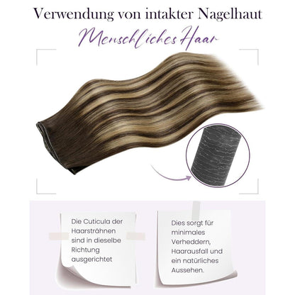 Echthaar Tressen Balayage Braun #4/27/4 – 55cm