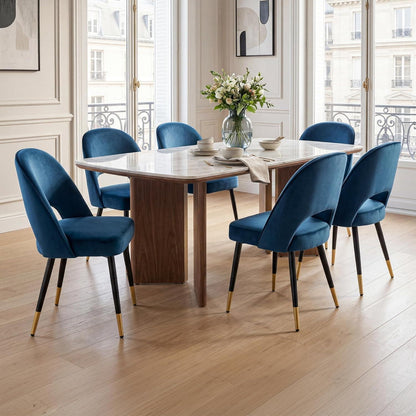 Esszimmerstühle Set 4 Blau, Polsterstuhl mit Metallbeinen