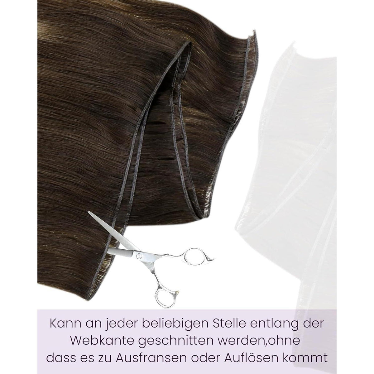 Echthaar Tressen zum Einnähen Balayage Dunkelbraun/Blond 50cm