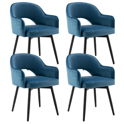 Drehbarer Samt Esszimmerstuhl Set 4er – Blau