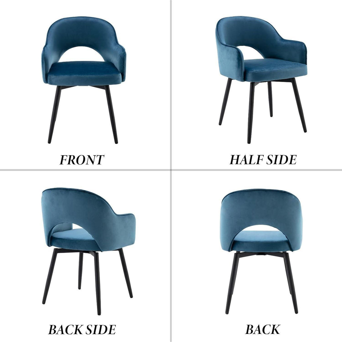 Drehbarer Samt Esszimmerstuhl Set 4er – Blau