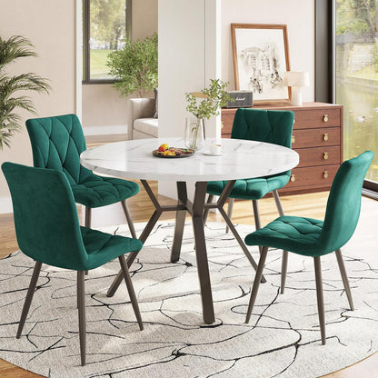 Runder Esstisch Set 4 Personen | Modern & Elegant mit Samtstühlen