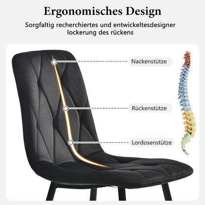 Essgruppe mit Esstisch & 4 Samtstühlen Weiß/Schwarz