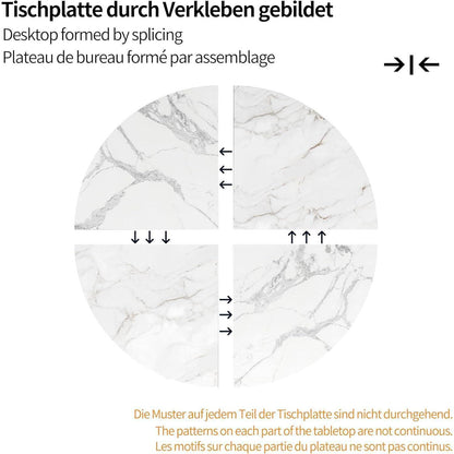 Runder Esstisch Set für 4 Personen | Schwarz & Grau Samt