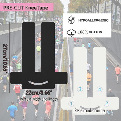Vorgeschnittenes Kinesiotape für Knie – 10er Pack für Schmerzlinderung