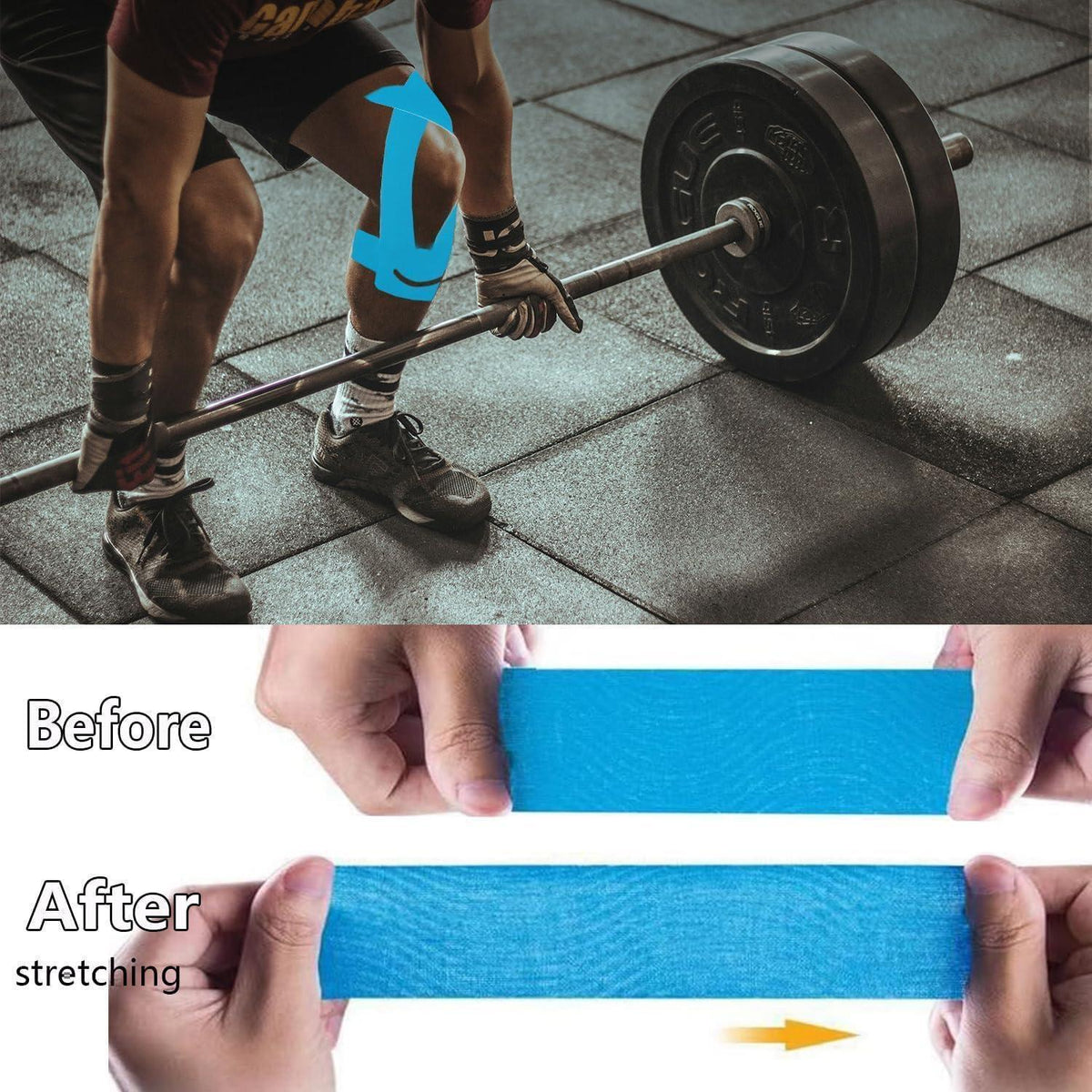 Vorgeschnittenes Kinesiotape für Knie – 10er Pack für Schmerzlinderung