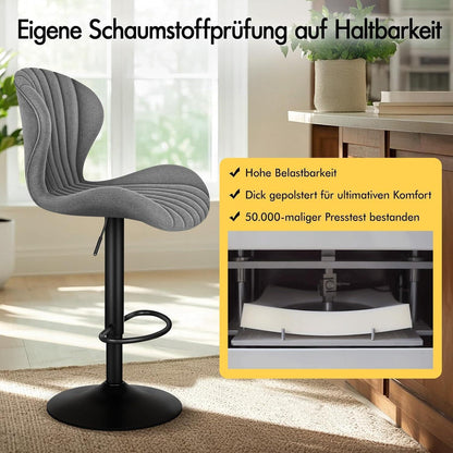 Barhocker Set 2 - Höhenverstellbar & Schwenkbar, Grau