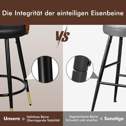 Moderner Barhocker-Set (2x) – 65cm Küchenhöhe, Schwarz