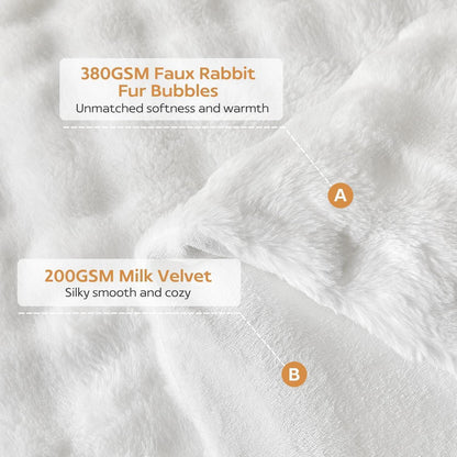 Flauschiges Bettwäsche-Set Doppelbett, Weiß, Kunstfell
