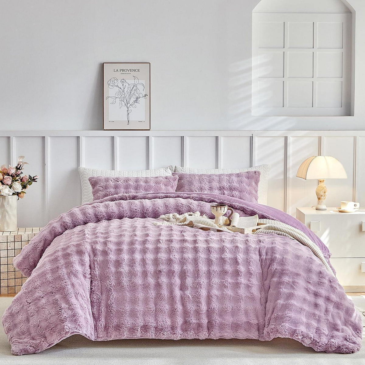 Flauschiges Lavendel Bettwäsche-Set für Doppelbett