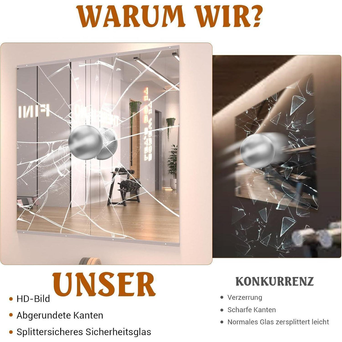 Ganzkörperspiegel 120x60cm – 2er Set für Fitness & Yoga