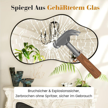 Asymmetrischer Wandspiegel Schwarz 60x90cm – Gehärtetes Glas