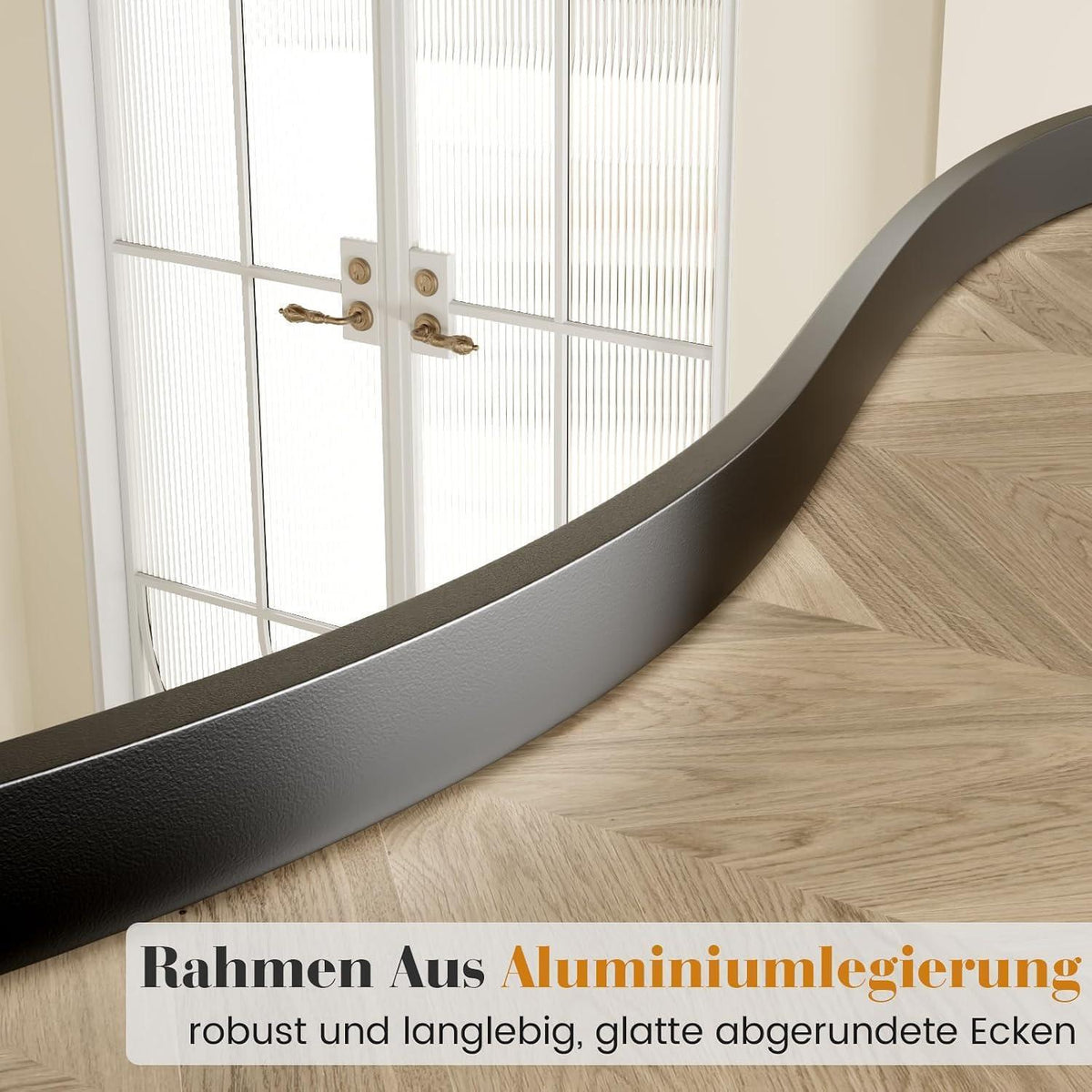 Asymmetrischer Wandspiegel Schwarz 60x90cm – Gehärtetes Glas
