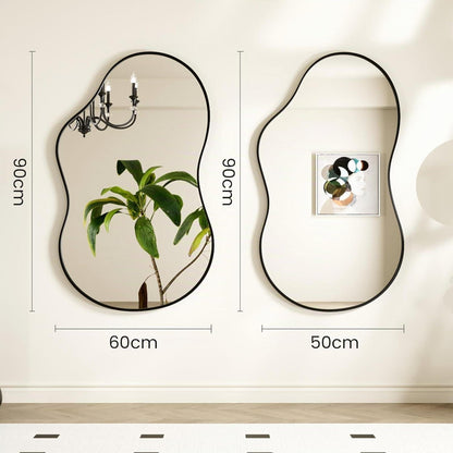 Asymmetrischer Wandspiegel Schwarz 60x90cm – Gehärtetes Glas
