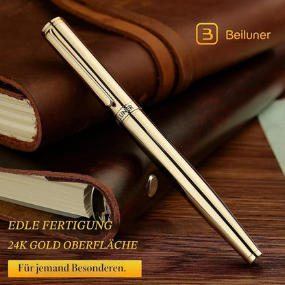 Goldener Füllfederhalter mit 24K Gold-Finish & Mittel Feder
