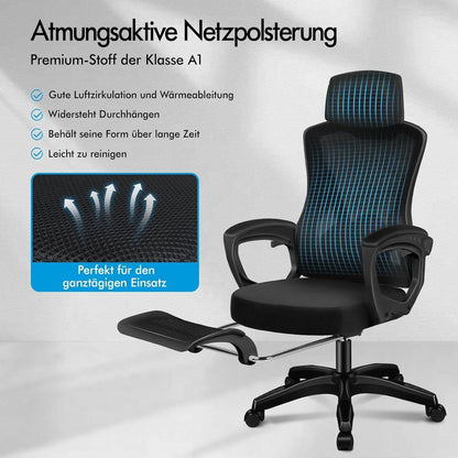 Ergonomischer Bürostuhl mit Lendenstütze, Schwarz