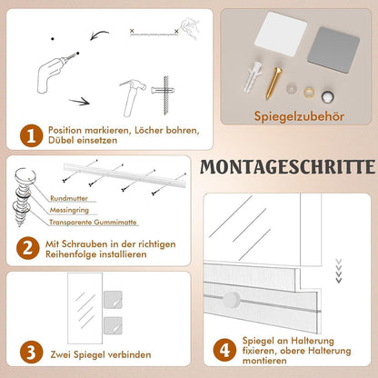WEER Heim Gym Spiegel 140x42cm - 2er Set, Gehärtetes Glas