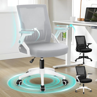 Ergonomischer Bürostuhl Netzstoff Hochlehner Weiß & Grau