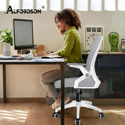 Ergonomischer Bürostuhl Netzstoff Hochlehner Weiß & Grau