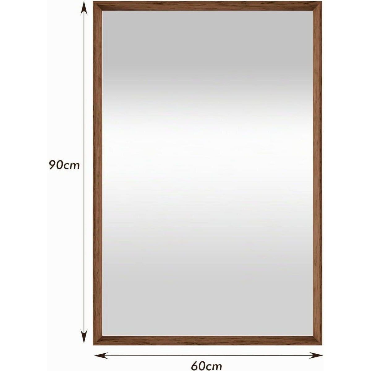 Badezimmerspiegel 60x90cm Braun Holzoptik | Sicherheitsglas & Montagezubehör