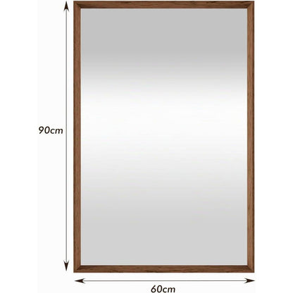 Badezimmerspiegel 60x90cm Braun Holzoptik | Sicherheitsglas & Montagezubehör