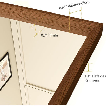 Badezimmerspiegel 60x90cm Braun Holzoptik | Sicherheitsglas & Montagezubehör