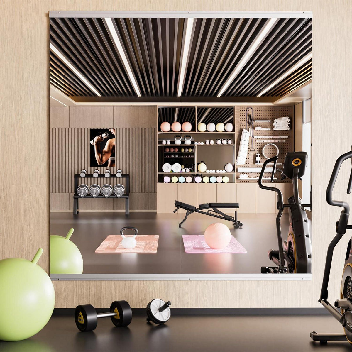 Rahmenloser Wandspiegel 120x60cm - 2er Set für Fitness & Co.