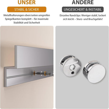 Rahmenloser Wandspiegel 120x60cm - 2er Set für Fitness & Co.