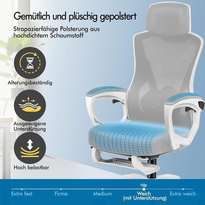 Ergonomischer Bürostuhl mit Lendenstütze, Weiß & Grau