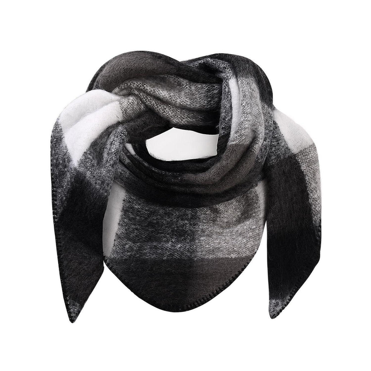 Winter Dreieckstuch Damen Tartan Schwarz-Weiß Schal Wrap